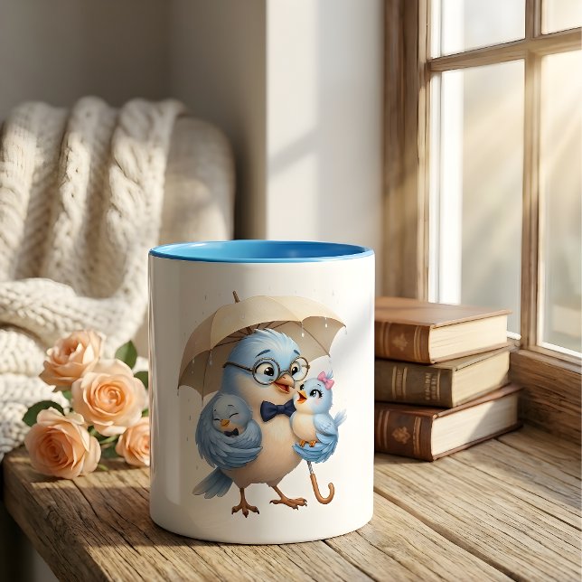 Caneca Pai Pássaro Acolhendo seus Filhotes (Criador carregado)