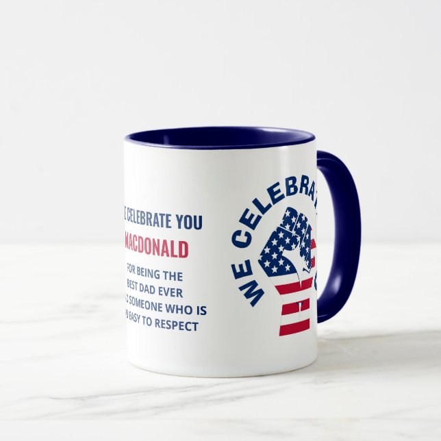 Caneca Pai Patriótico Americano CELEBRATE (Frente Esquerda)