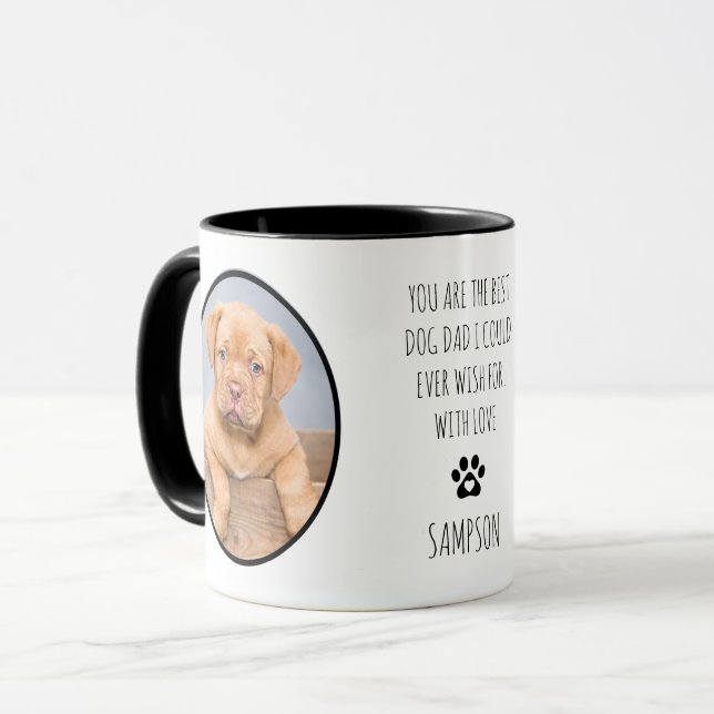 Caneca Pai Personalizado 2 Fotografias do Melhor Cão (Frente Esquerda)