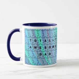 Caneca Pai Quebra-cabeça Azul Quebra-cabeça Mug Totalme