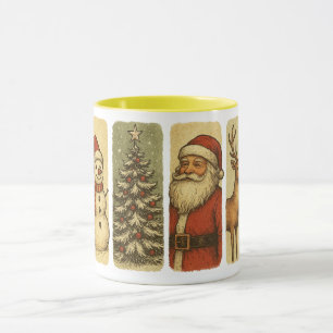 Caneca Painel de Arte de Natal Vintage – Santa Retro, Bon