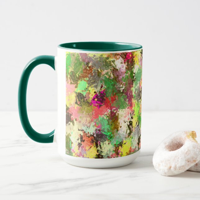 Caneca Paint Splatter Autumn Color deixa Abstrato (Com Donut)