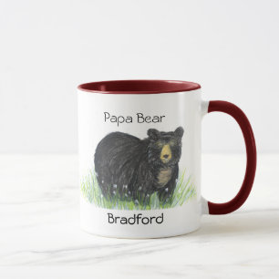 Caneca Pais presentes Adicione nome Papa Urso Negro