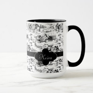 Caneca País preto e branco Toile do vintage