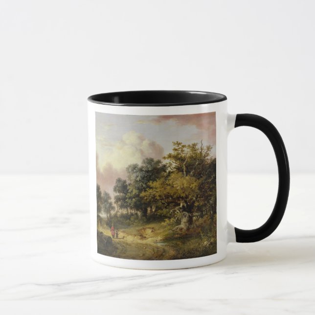 Caneca Paisagem arborizada com a mulher e a criança que (Direita)