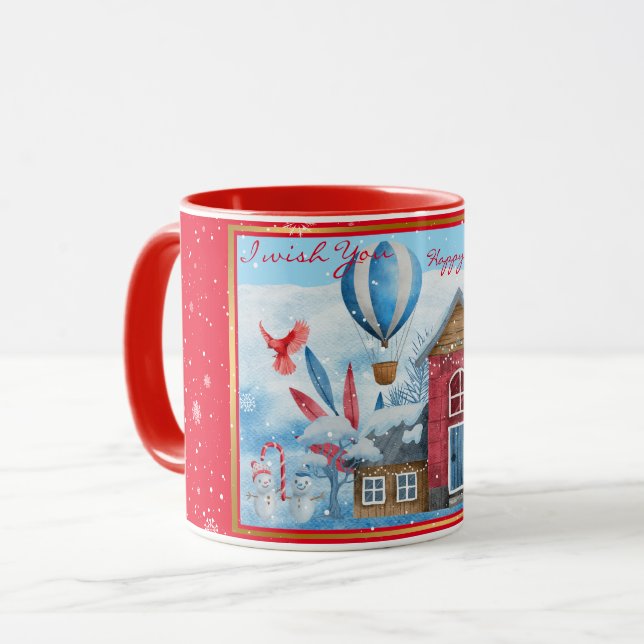 Caneca Paisagem Bonita Com Neve Personalizada (Frente Esquerda)