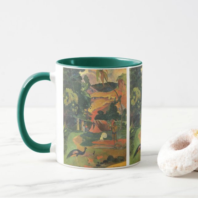 Caneca Paisagem com Peacocks por Paul Gauguin (Com Donut)