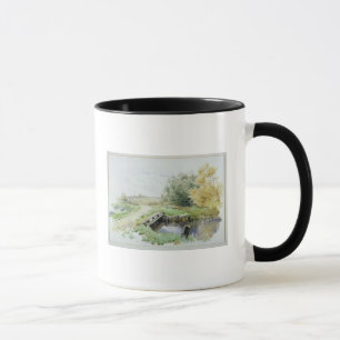 Caneca Paisagem com ponte sobre um córrego