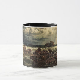 Caneca Paisagem Costeira com Navios no Horizonte