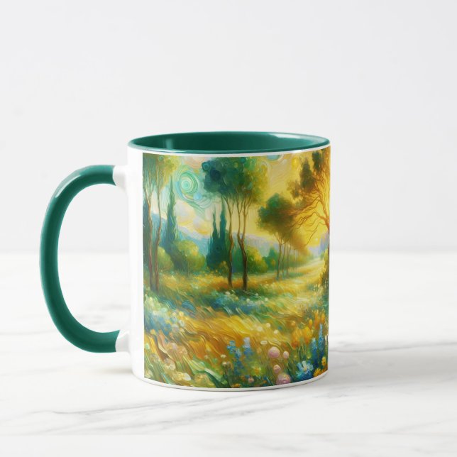 Caneca Paisagem de Abstrato das Árvores Fantásticas (Esquerda)