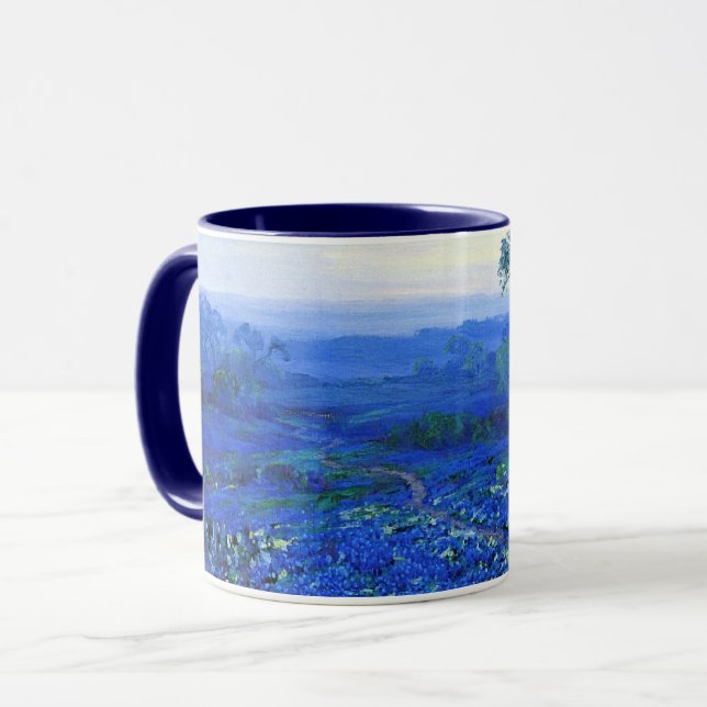 Caneca Paisagem de Bluebonnet com Cactos & Mountain Laure (Frente Esquerda)