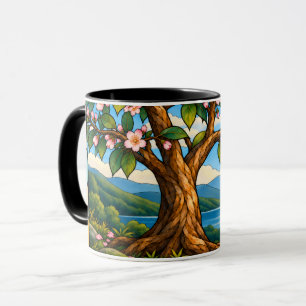 Caneca Paisagem de Coração de Parreira em Vidro Pintado