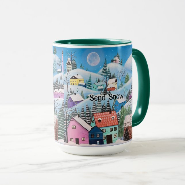 Caneca Paisagem de inverno Whimesical Enviar neve (Frente Esquerda)