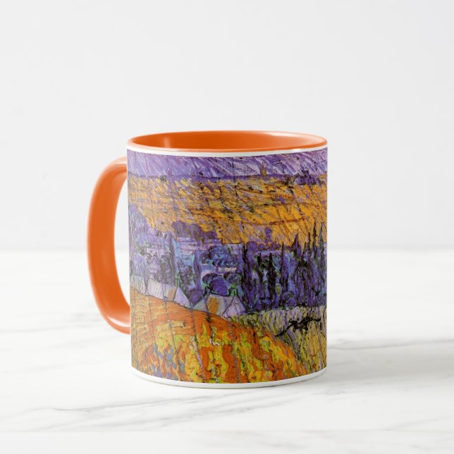 Caneca Paisagem em Auvers sob a Chuva de Vincent van Gogh (Frente Esquerda)
