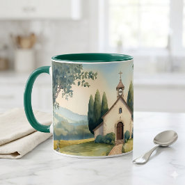 Caneca Paisagem Pastel do Caminho da Capela Cottagecore