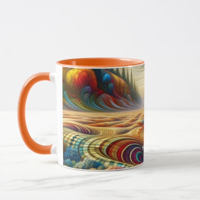 Caneca Paisagem Surreal Fantasy Cute Checked (Esquerda)