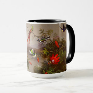 Caneca Paisagem tropical com dez beija-flores