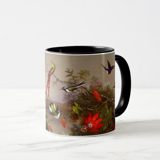 Caneca Paisagem tropical com dez beija-flores (Frente Esquerda)