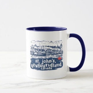 Caneca Paisagem urbana minimalista de St John's Terra Nov