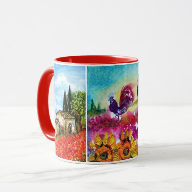 CANECA PAISAGENS DA TÚSCULA, FLORES, ROSTER NEGRO (Frente Esquerda)