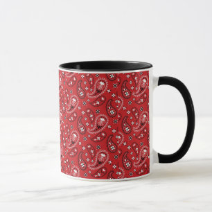 Caneca Paisley Designed Pattern Red Background