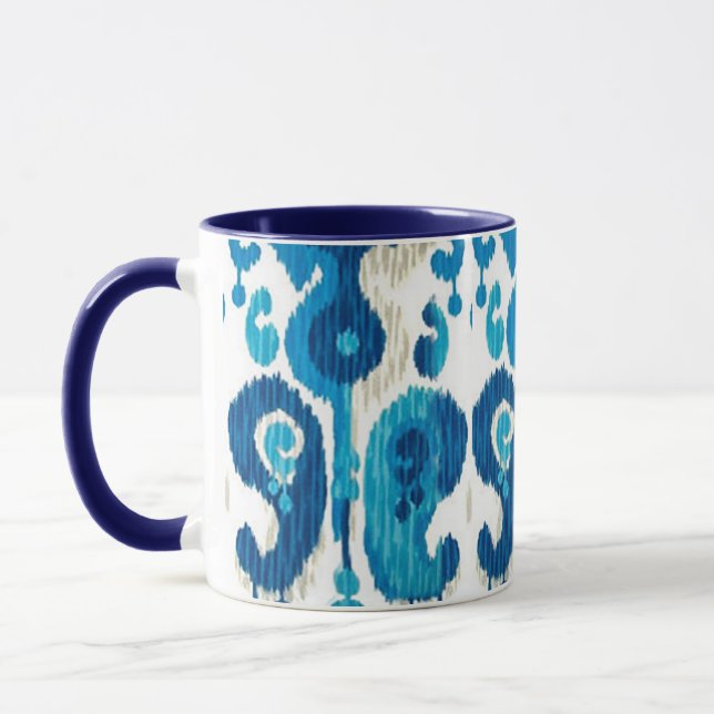 Caneca Paisley Ikat Mug com Alça Azul (Esquerda)