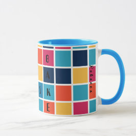 Caneca Palavra-cruzada quadrada colorida