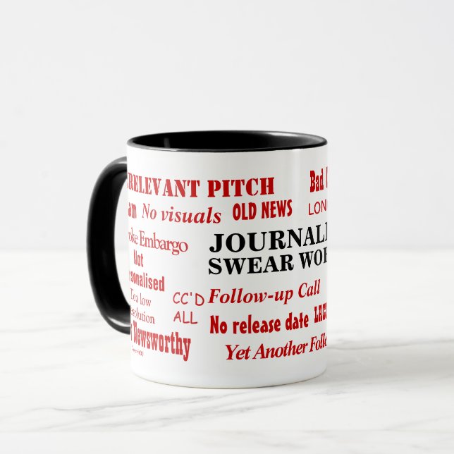 Caneca Palavras de Repórter Palavras Chatas Engraçadas no (Frente Esquerda)