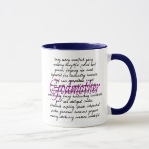 Caneca Palavras para madrinha com jato azul