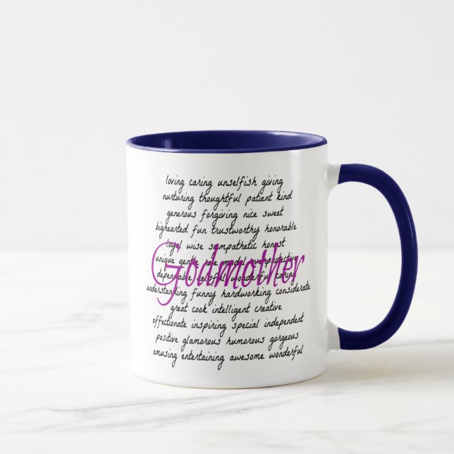 Caneca Palavras para madrinha com jato azul (Direita)
