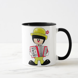 Caneca Palhaço feminino bonito com Accordian