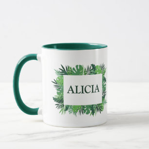 Caneca Palma tropical deixa nome personalizado do quadro