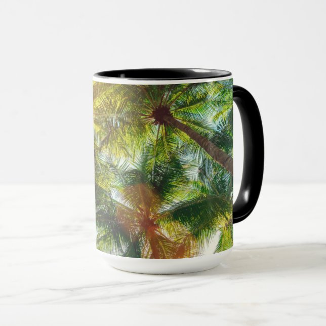 Caneca Palmeiras de coco na praia (Frente Esquerda)