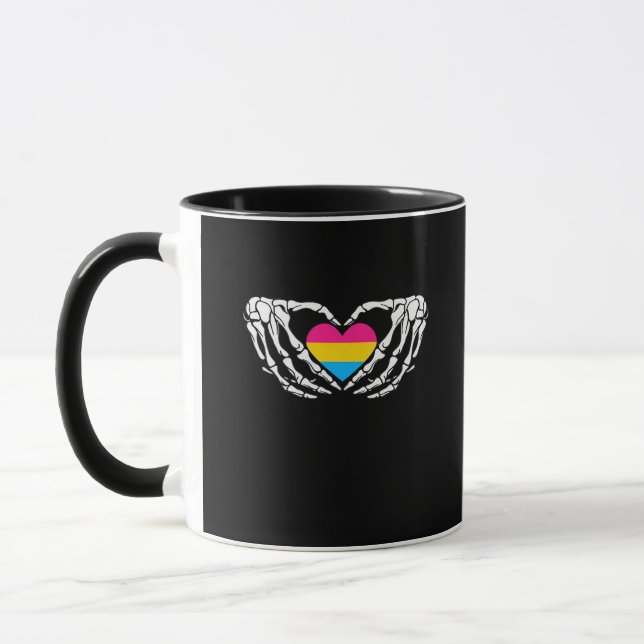 Caneca Pan Pride Skeleton Halloween Gótico Heart (Esquerda)