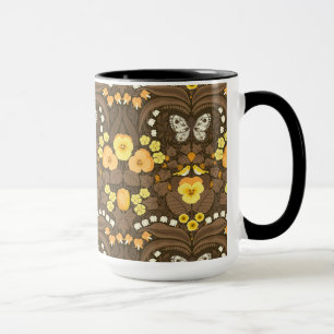 Caneca Pancas, aves e borboletas amarelas