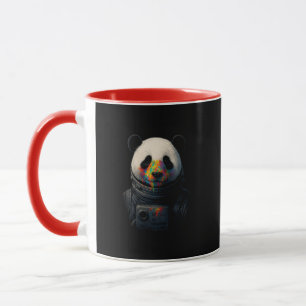 Caneca Panda Astronauta com Salpico de Tinta Neon