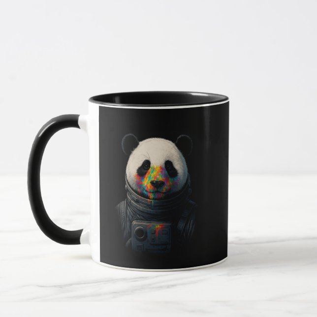 Caneca Panda Astronauta com Salpico de Tinta Neon  (Esquerda)