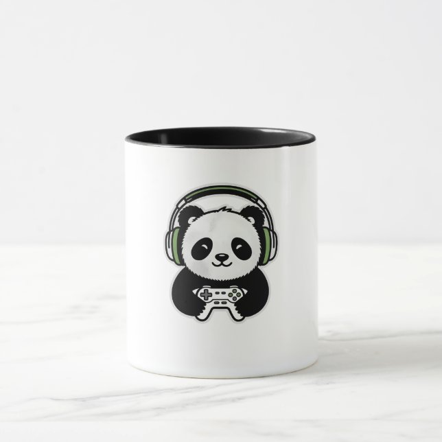 Caneca Panda Gamer Fofo - Panda Kawaii de Gaming com Fone (Centro)