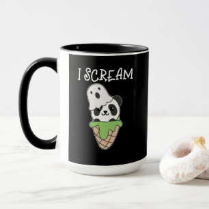 Caneca Panda Halloween Ghost I Gritar Sorvete Pun