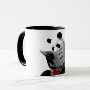 Caneca Panda lendo jornal