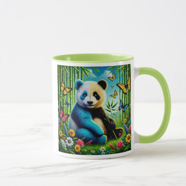 Caneca Panda mignon dans un jardin de bambous. (Direita)