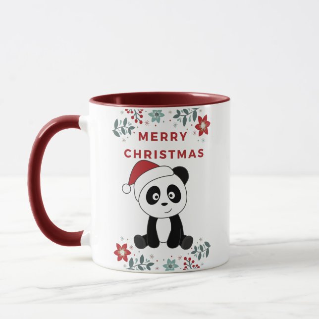 Caneca Panda Natal Neve Animais de inverno Pandas Mug (Esquerda)