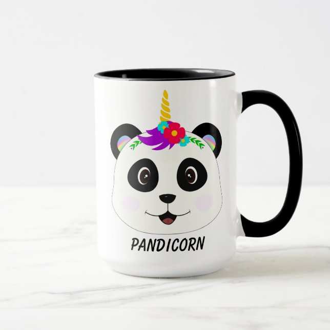 Caneca Panda Unicórnio Branco Bonito (Direita)