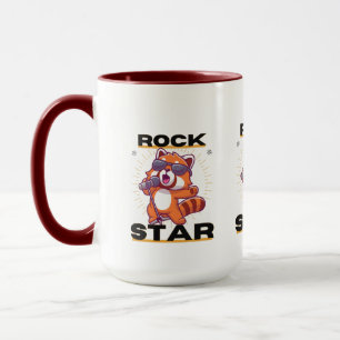 Caneca Panda Vermelha: Rock Star