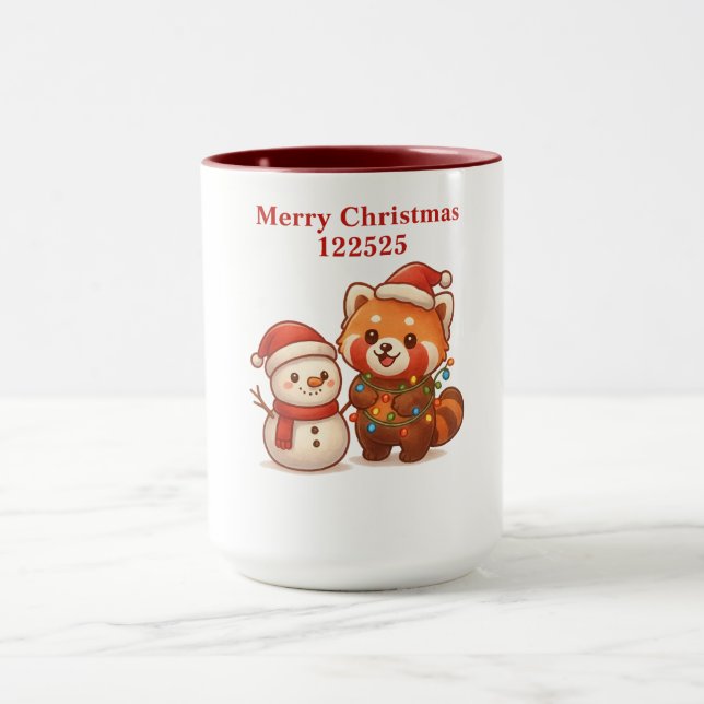 Caneca Panda vermelho com boneco de neve (Centro)