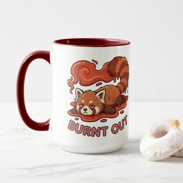 Caneca Panda Vermelho "Esgotado" Relacionável – Estética  (Com Donut)