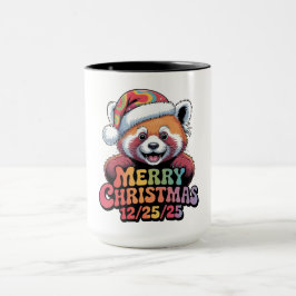Caneca Panda Vermelho Feliz Natal 12/25/25