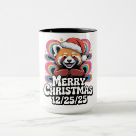 Caneca Panda Vermelho Feliz Natal 12/25/25