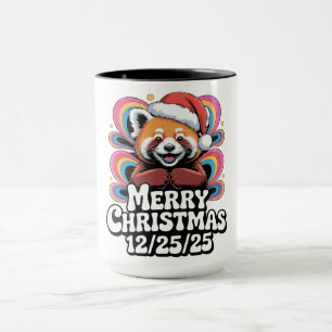 Caneca Panda Vermelho Feliz Natal 12/25/25