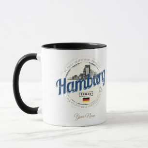 Caneca Panorama de Hamburgo Alemanha Lembrança de Férias